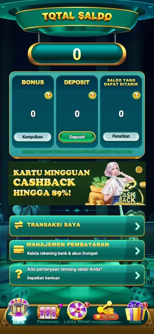99RP tampilan saldo dan deposit